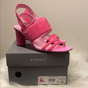 Vionic Fuchsia Strappy Heeled Sandals